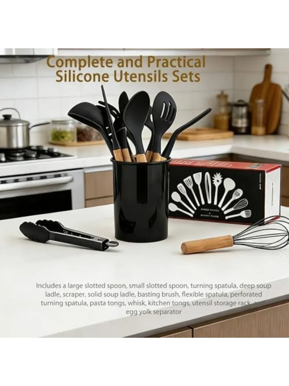 12-Piece BPA-Free Silicone Cooking Utensils Set - Heat Resistant & Non-Stick